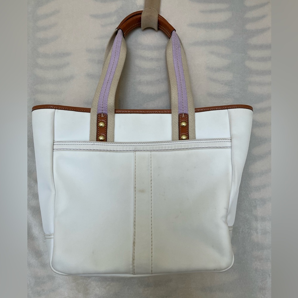 Coach HMW Tote Brass White Bag Pre owned - Picture 1 of 12